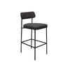 Iffa Barstool Chair, Open Back, Black Iron and Rich Anti Stain Polyester By Casagear Home