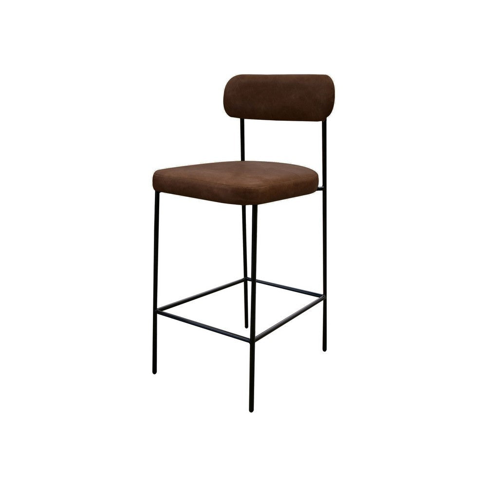 Iffa Barstool Chair Black Iron Frame Hickory Brown Performance Fabric By Casagear Home BM321505