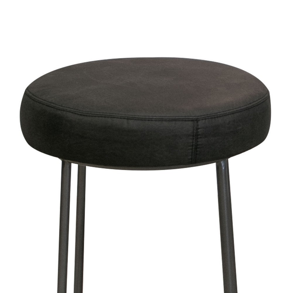 Tomy Counter Height Stool Blacksmith Metal Frame Rich Black Polyester By Casagear Home BM321507