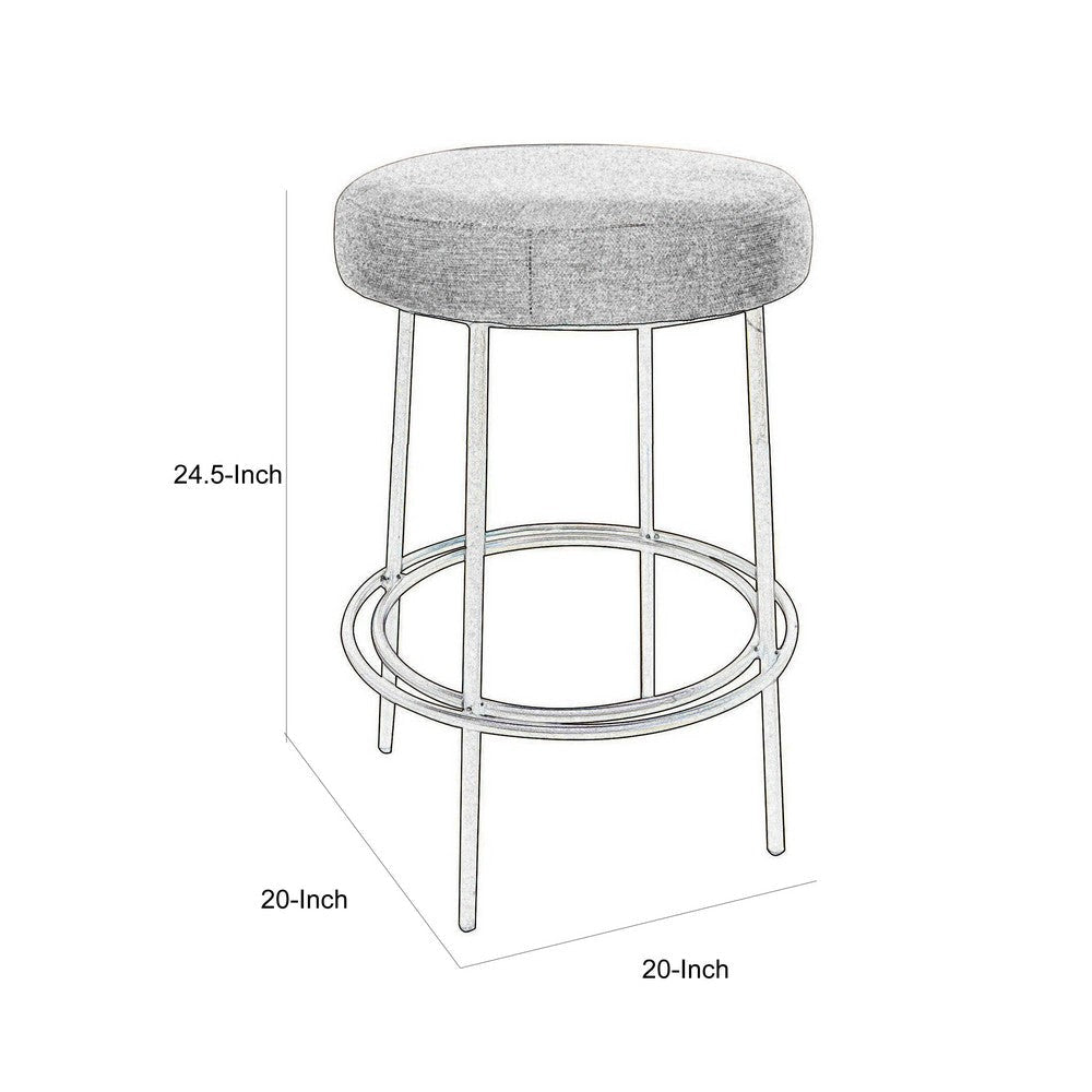 Tomy Counter Height Stool Blacksmith Metal Frame Rich Black Polyester By Casagear Home BM321507