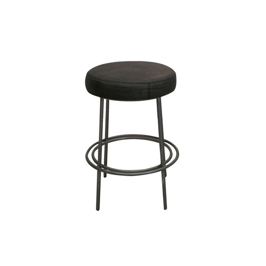 Tomy Counter Height Stool, Blacksmith Metal Frame, Rich Black Polyester By Casagear Home