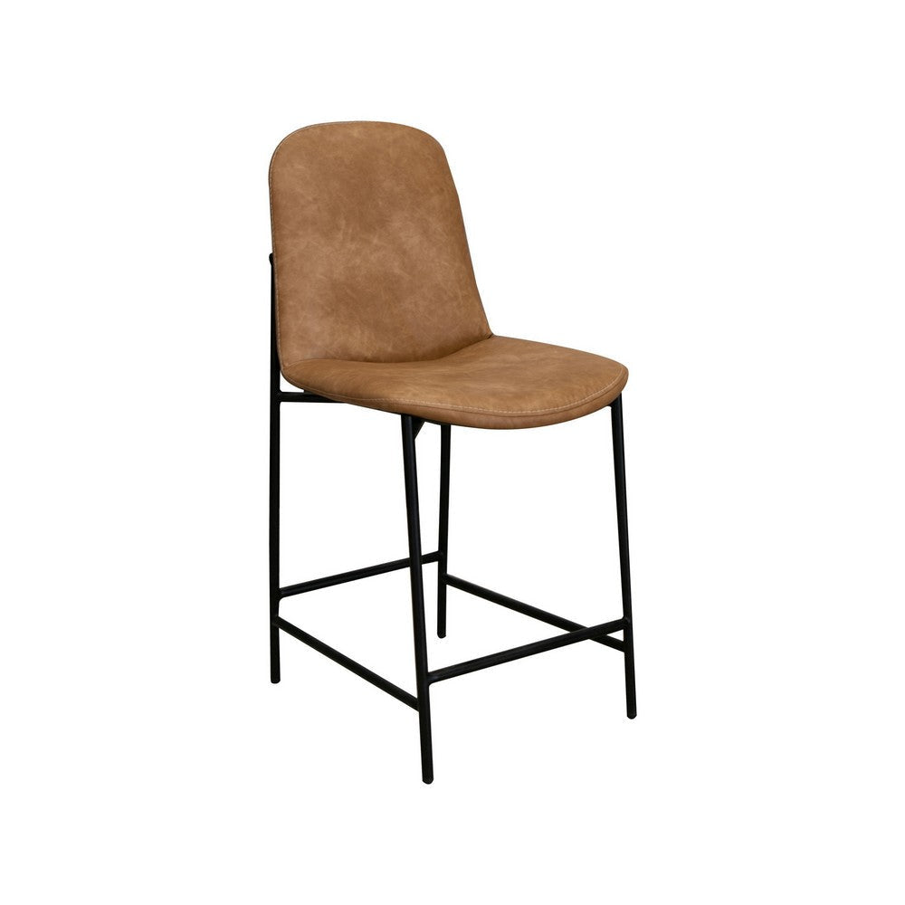 Reeve Counter Height Chair, Water-Resistant Cognac Brown Faux Leather By Casagear Home