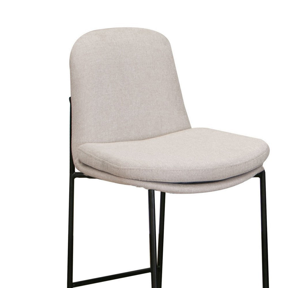 Revee Barstool Chair Black Iron Frame Water-Resistant Beige Polyester By Casagear Home BM321512