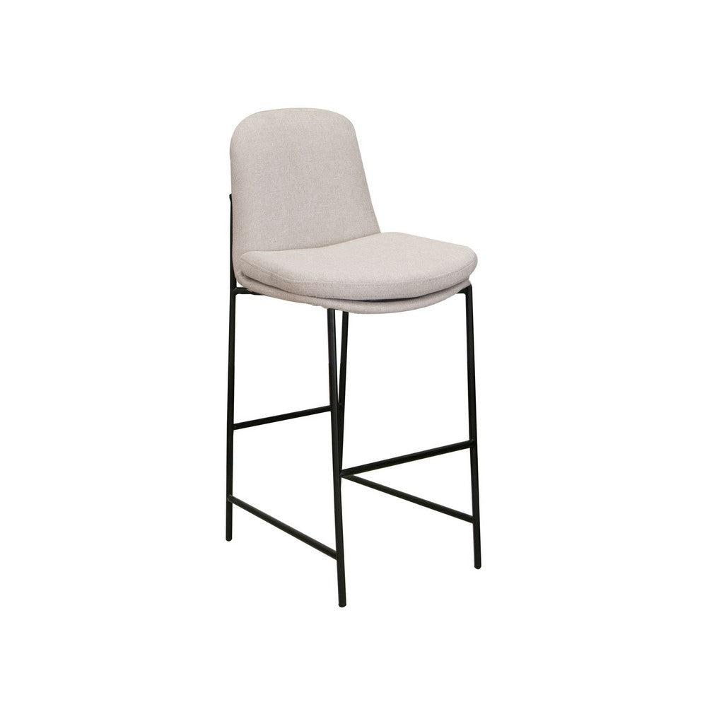 Revee Barstool Chair, Black Iron Frame, Water-Resistant Beige Polyester By Casagear Home