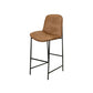 Revee Barstool Chair Black Iron Water-Resistant Cognac Brown Faux Leather By Casagear Home BM321513