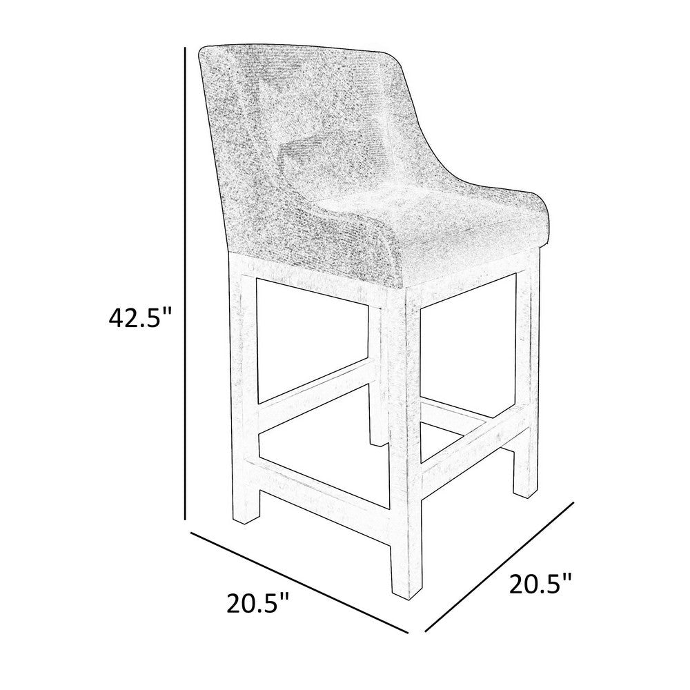 Lamy Barstool Chair Curved Arms Compact Solid Pine Wood Beige Polyester By Casagear Home BM321521