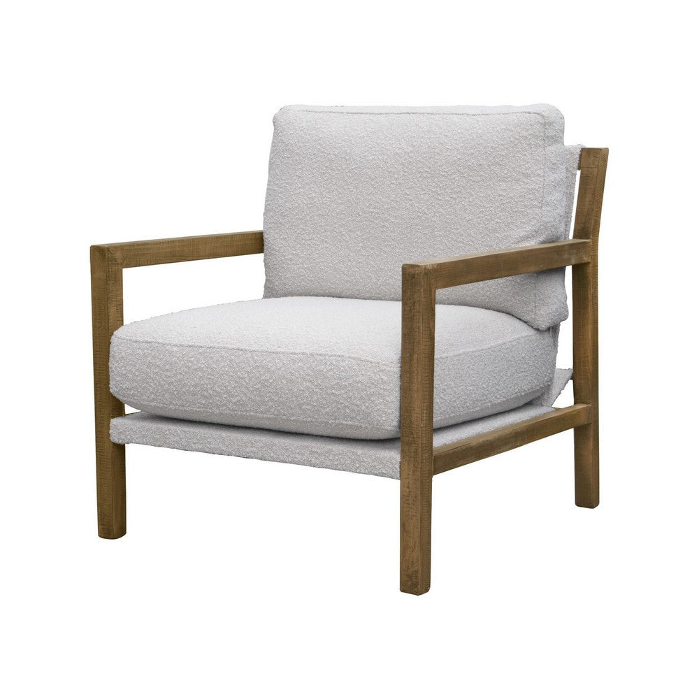 Tery Accent Chair Lumbar Pillow Transitional Pine Wood Ivory Polyester By Casagear Home BM321522