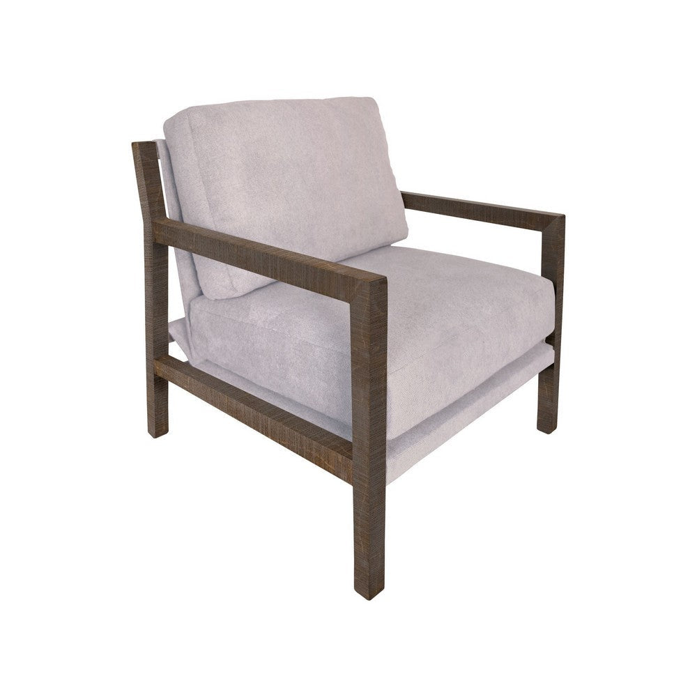 Tery Accent Chair, Lumbar Pillow, Transitional Pine Wood, Beige Polyester By Casagear Home