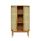 Tall Bookcase Cabinet 3 Tier Shelves 60 Inch Natural Finish Acacia Wood By Casagear Home BM321548