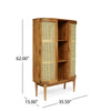 Tall Bookcase Cabinet 3 Tier Shelves 60 Inch Natural Finish Acacia Wood By Casagear Home BM321548