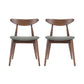 Side Dining Chair Set of 2 Round Rubberwood Splayed Legs Gray Brown By Casagear Home BM321551