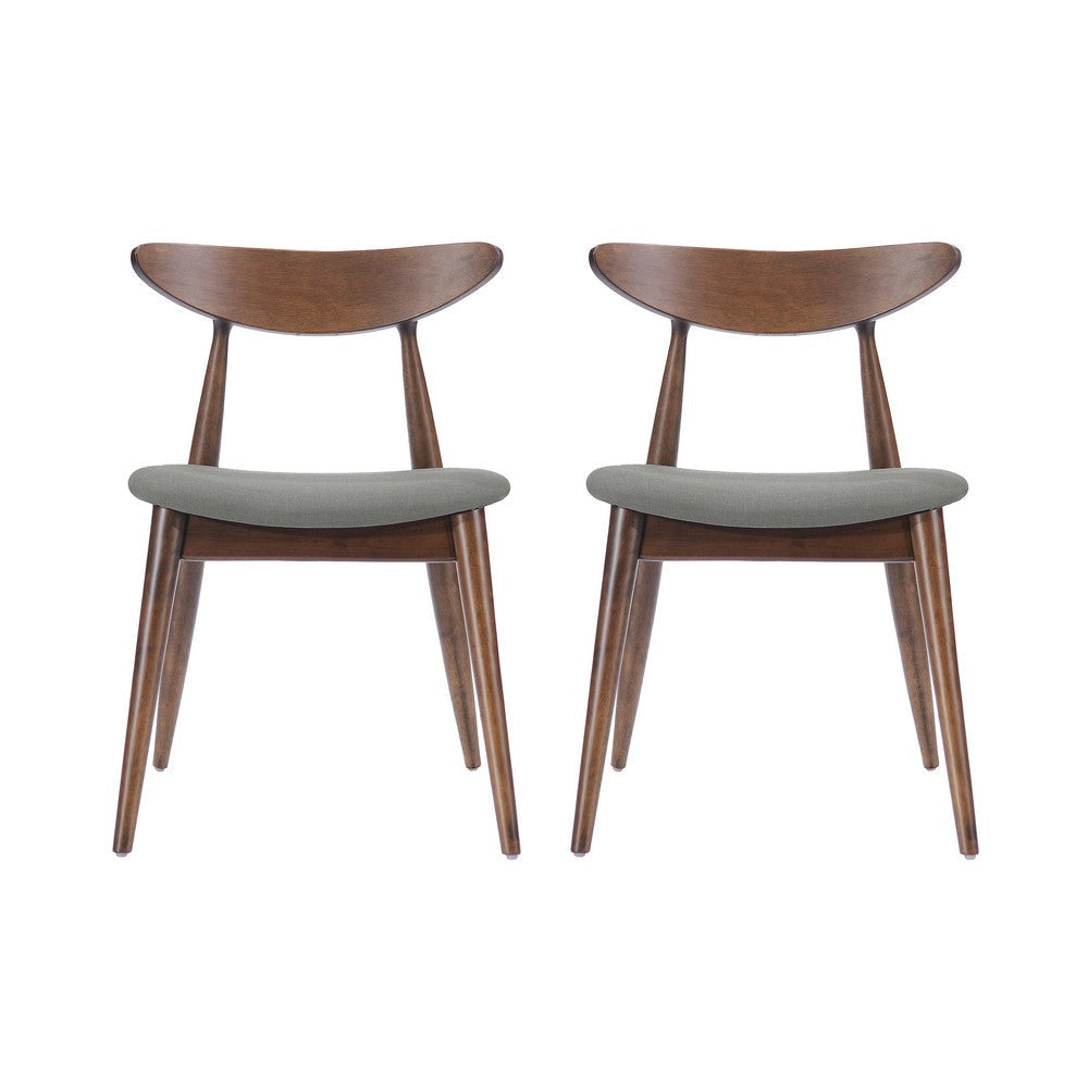 Side Dining Chair Set of 2 Round Rubberwood Splayed Legs Gray Brown By Casagear Home BM321551