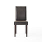 Side Dining Chair Set of 2 Cushioned Seat Espresso Wood Brown Leather By Casagear Home BM321552