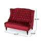 Lanny Loveseat Settee Wingback Bench Bench 50 Inch Tufted Wine Red Velvet By Casagear Home BM321554