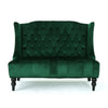 Lanny Loveseat Settee Wingback Bench 50 Inch Wood Tufted Green Velvet By Casagear Home BM321555