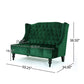 Lanny Loveseat Settee Wingback Bench 50 Inch Wood Tufted Green Velvet By Casagear Home BM321555