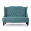 Lanny Loveseat Settee Wingback Bench 50 Inch Wood Tufted Teal Velvet By Casagear Home BM321556