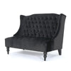 Lanny Loveseat Settee, Wingback Bench 50 Inch Wood, Tufted Black Velvet By Casagear Home