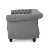 Bernie Loveseat 62 Inch Sofa Nailhead Trim Solid Wood Gray Tufted Fabric By Casagear Home BM321560