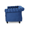 Bernie Loveseat 62 Inch Sofa Nailhead Trim Solid Wood Blue Tufted Fabric By Casagear Home BM321561