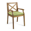 Hoye Dining Chair, X Cross Back, Angled Legs, Teak Acacia Wood, Green By Casagear Home