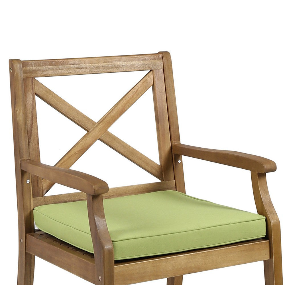 Hoye Dining Chair X Cross Back Angled Legs Teak Acacia Wood Green By Casagear Home BM321567