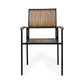 Side Dining Chair Set of 2 Outdoor Slatted Brown Acacia Wood Black Iron By Casagear Home BM321569