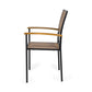 Side Dining Chair Set of 2 Outdoor Slatted Brown Acacia Wood Black Iron By Casagear Home BM321569