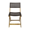 Bistro Side Chair Foldable Outdoor Gray Wicker Cane Brown Acacia Wood By Casagear Home BM321570