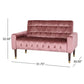 Loveseat Bench 52 Inch Wood Button Tufted Waffle Stitch Pink Velvet By Casagear Home BM321573