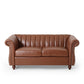 Faye 62 Inch Loveseat Sofa Channel Stitched Brown Faux Leather w Nailhead By Casagear Home BM321577