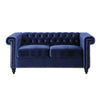 Misha 61 Inch Loveseat Sofa Nailhead Trim Channel Stitch Blue Velvet By Casagear Home BM321581