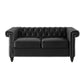 Misha 61 Inch Loveseat Sofa Nailhead Trim Channel Stitch Black Velvet By Casagear Home BM321582