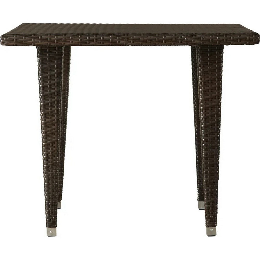 Miny Outdoor Square Dining Table 35 Inch Iron Multi Brown Wicker Rattan By Casagear Home BM321589