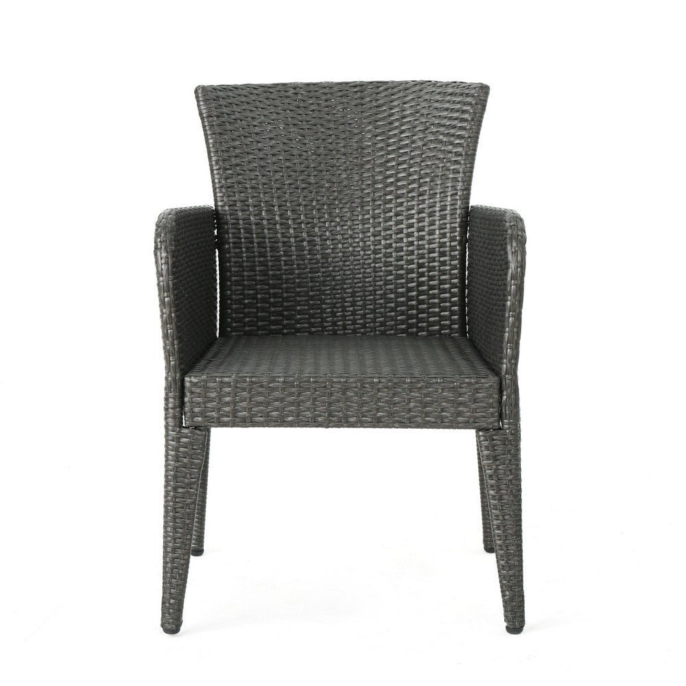 Naya Dining Chair Set of 2 Iron Legs Modern Gray Resin Wicker Rattan By Casagear Home BM321593