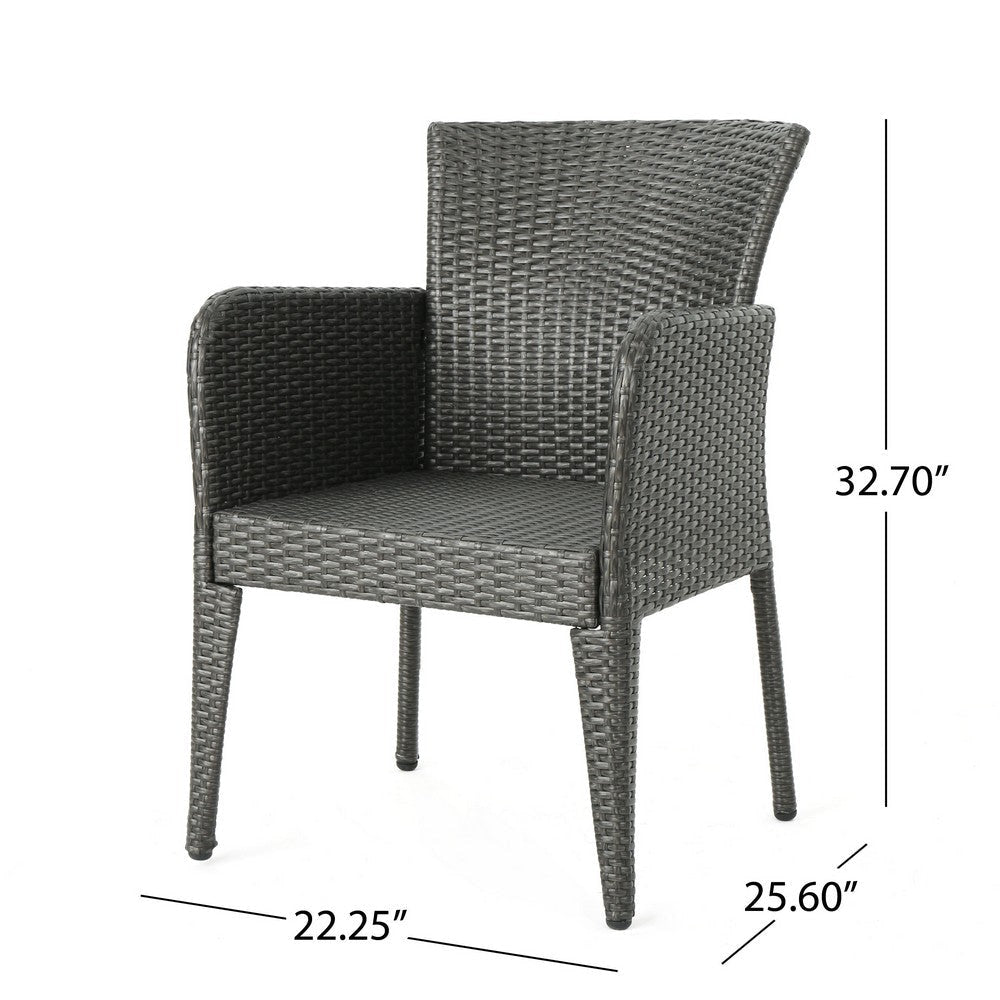 Naya Dining Chair Set of 2 Iron Legs Modern Gray Resin Wicker Rattan By Casagear Home BM321593