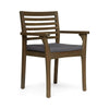 Dining Chair Slatted Back Modern Teak Brown Acacia Wood Gray Fabric By Casagear Home BM321595