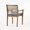 Dining Chair Slatted Back Modern Teak Brown Acacia Wood Gray Fabric By Casagear Home BM321595