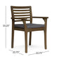 Dining Chair Slatted Back Modern Teak Brown Acacia Wood Gray Fabric By Casagear Home BM321595