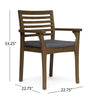 Dining Chair Slatted Back Modern Teak Brown Acacia Wood Gray Fabric By Casagear Home BM321595