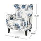 Riyank Wingback Armchair White Blue Gray Floral Design Black Wood Legs By Casagear Home BM321605