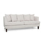 Zuko 74 Inch 3 Seater Sofa, Beige Fabric, 5 Accent Pillows, Wood Legs By Casagear Home