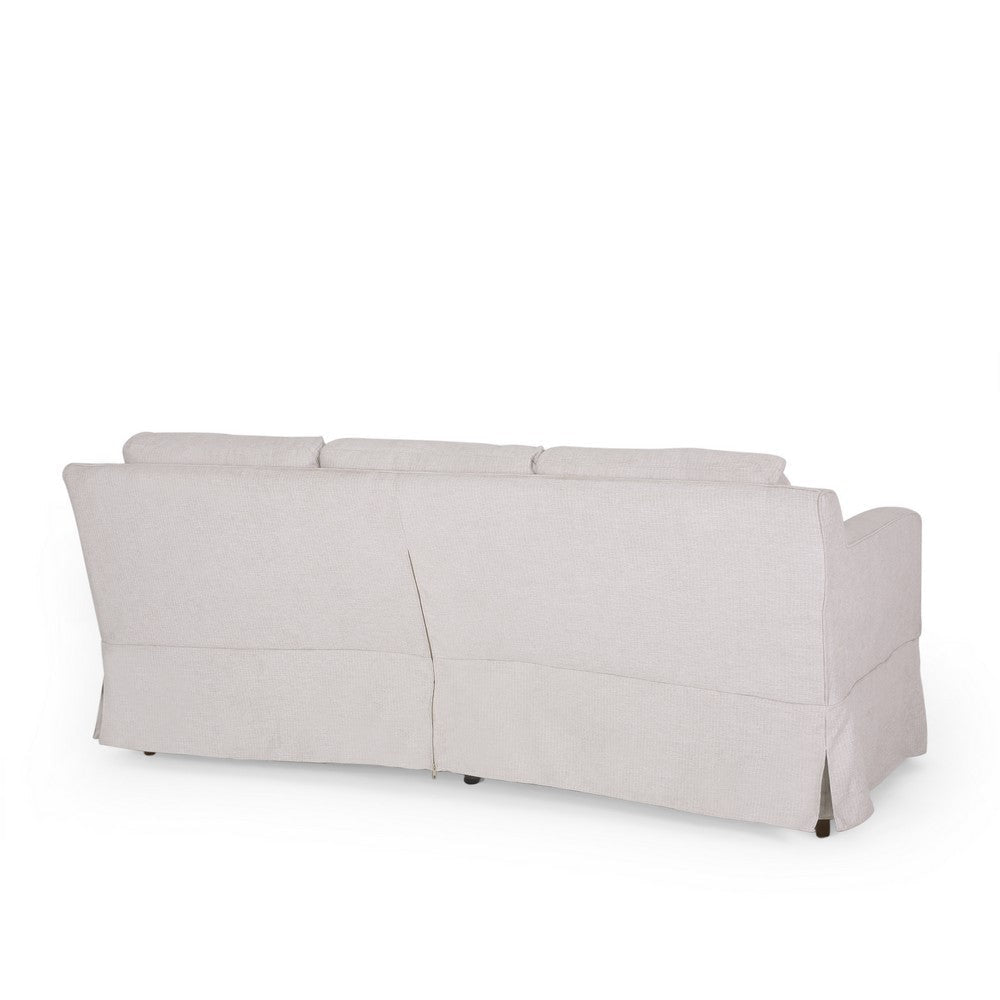 Glen 3 Seater Sofa Transitional Beige Fabric Ruffle Skirt 79 Inch By Casagear Home BM321610