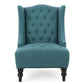 Todd Accent Chair Teal Blue Button Tufted Fabric Classic Wingback Design By Casagear Home BM321616