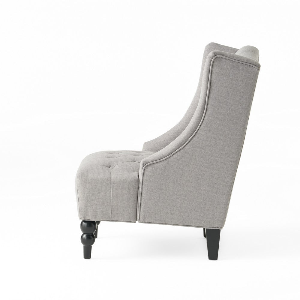 Todd Accent Chair Silver Gray Button Tufted Linen Classic Wingback Design By Casagear Home BM321617