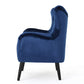 Siyan Accent Armchair Navy Blue Velvet Tufted Wingback Black Wood Legs By Casagear Home BM321619