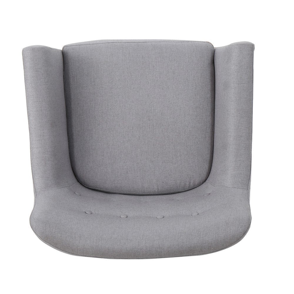 Ronny Accent Chair Gray Fabric Button Tufted Backrest Light Brown Wood By Casagear Home BM321636