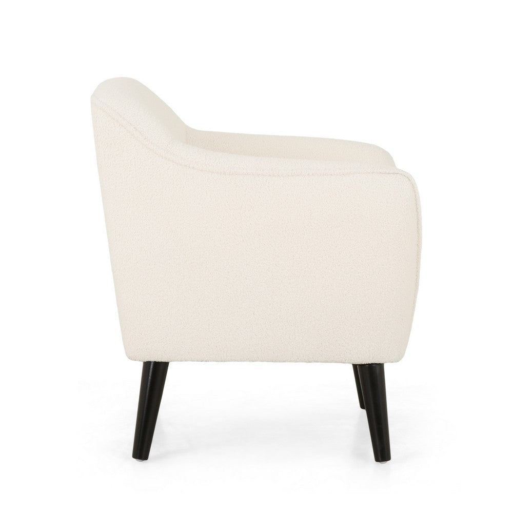 Lipa Accent Armchair Plush Ivory Fabric Soft Cushions Tapered Wood Legs By Casagear Home BM321639