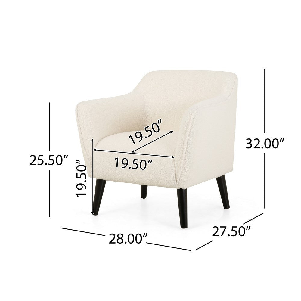 Lipa Accent Armchair Plush Ivory Fabric Soft Cushions Tapered Wood Legs By Casagear Home BM321639