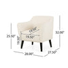 Lipa Accent Armchair Plush Ivory Fabric Soft Cushions Tapered Wood Legs By Casagear Home BM321639